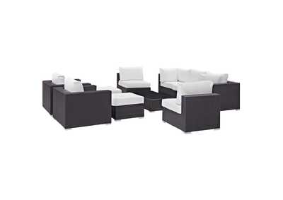 Image for Convene Espresso White 10 Piece Outdoor Patio Sectional Set