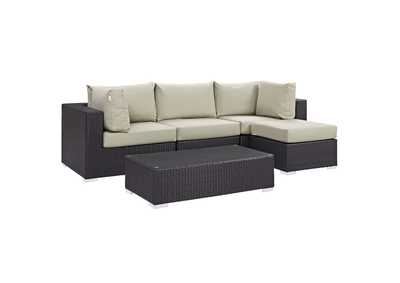 Image for Convene Espresso Beige 5 Piece Outdoor Patio Sectional Set