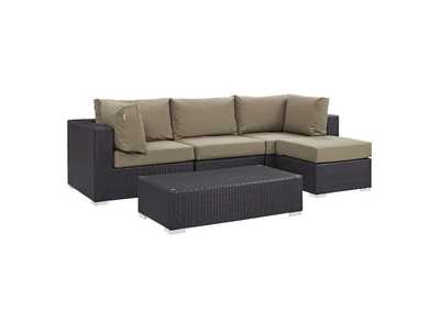 Image for Convene Espresso Mocha 5 Piece Outdoor Patio Sectional Set