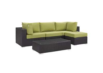 Image for Convene Espresso Peridot 5 Piece Outdoor Patio Sectional Set