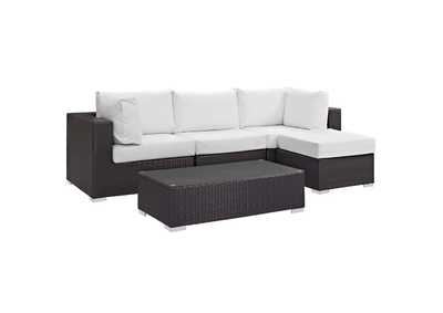 Image for Convene Espresso White 5 Piece Outdoor Patio Sectional Set