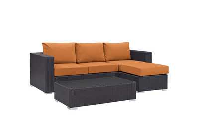 Image for Convene Espresso Orange 3 Piece Outdoor Patio Sofa Set