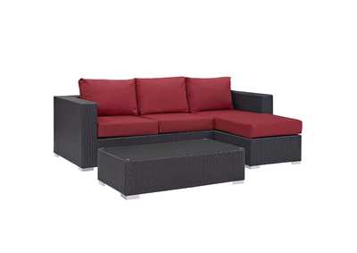 Image for Convene Espresso Red 3 Piece Outdoor Patio Sofa Set