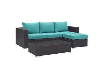 Image for Convene Espresso Turquoise 3 Piece Outdoor Patio Sofa Set