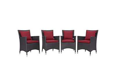 Image for Espresso Red Convene 4 Piece Outdoor Patio Dining Set