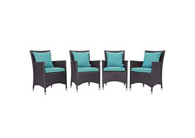 Image for Espresso Turquoise Convene 4 Piece Outdoor Patio Dining Set