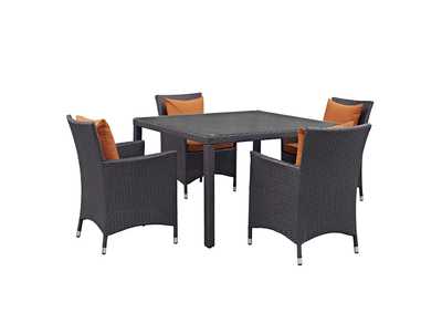 Image for Espresso Orange Convene 5 Piece Outdoor Patio Dining Set