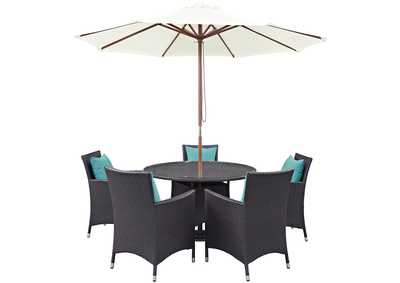 Image for Espresso Turquoise Convene 7 Piece Outdoor Patio Dining Set