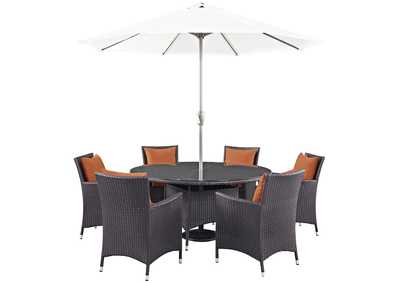 Image for Espresso Orange Convene 8 Piece Outdoor Patio Dining Set