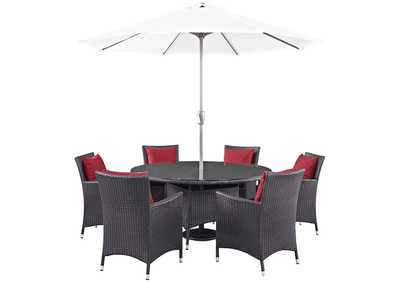 Image for Espresso Red Convene 8 Piece Outdoor Patio Dining Set