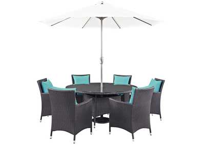 Image for Espresso Turquoise Convene 8 Piece Outdoor Patio Dining Set