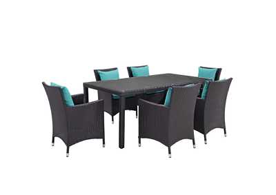 Image for Espresso Turquoise Convene 7 Piece Outdoor Patio Dining Set