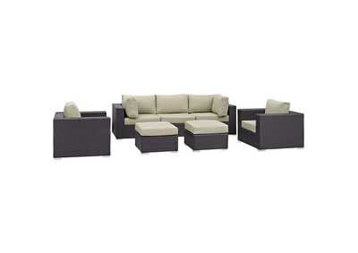 Image for Convene Espresso Beige 7 Piece Outdoor Patio Sectional Set