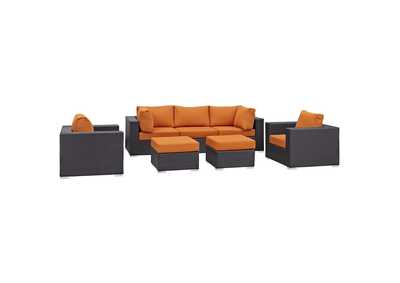 Image for Convene Espresso Orange 7 Piece Outdoor Patio Sectional Set