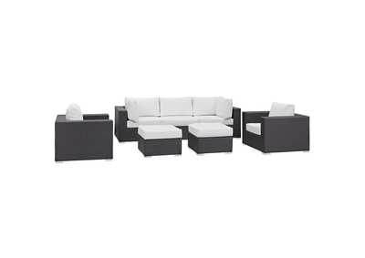 Image for Convene Espresso White 7 Piece Outdoor Patio Sectional Set