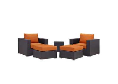 Image for Convene Espresso Orange 5 Piece Outdoor Patio Sectional Set