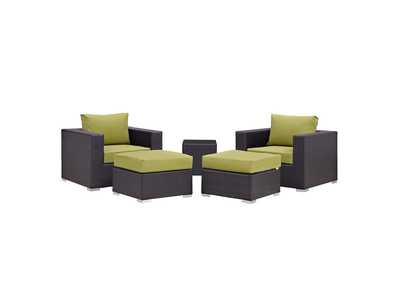 Image for Convene Espresso Peridot 5 Piece Outdoor Patio Sectional Set