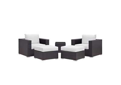 Image for Convene Espresso White 5 Piece Outdoor Patio Sectional Set