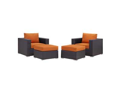 Image for Convene Espresso Orange 4 Piece Outdoor Patio Sectional Set