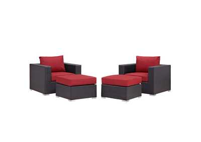 Image for Convene Espresso Red 4 Piece Outdoor Patio Sectional Set