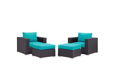 Image for Convene Espresso Turquoise 4 Piece Outdoor Patio Sectional Set