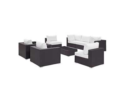 Convene Espresso White 8 Piece Outdoor Patio Sectional Set