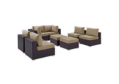 Convene Espresso Mocha 8 Piece Outdoor Patio Sectional Set