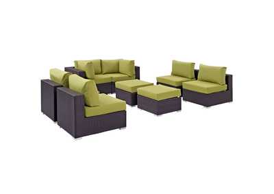 Convene Espresso Peridot 8 Piece Outdoor Patio Sectional Set