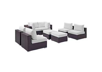 Convene Espresso White 8 Piece Outdoor Patio Sectional Set