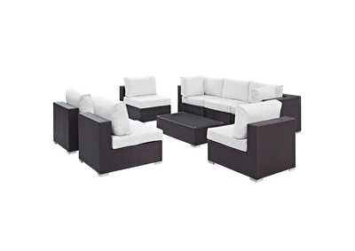 Convene Espresso White 8 Piece Outdoor Patio Sectional Set