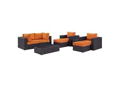 Convene Espresso Orange 8 Piece Outdoor Patio Sectional Set