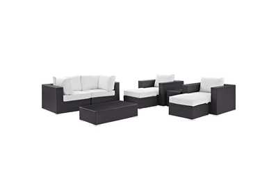 Convene Espresso White 8 Piece Outdoor Patio Sectional Set