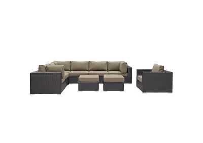 Convene Espresso Mocha 9 Piece Outdoor Patio Sectional Set