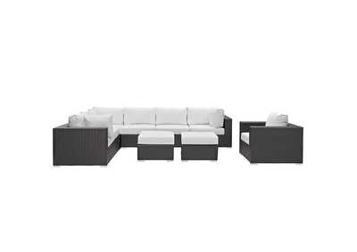 Convene Espresso White 9 Piece Outdoor Patio Sectional Set