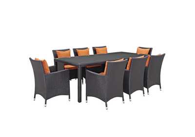 Espresso Orange Convene 9 Piece Outdoor Patio Dining Set