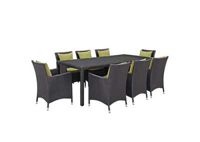 Espresso Peridot Convene 9 Piece Outdoor Patio Dining Set