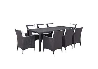 Espresso White Convene 9 Piece Outdoor Patio Dining Set