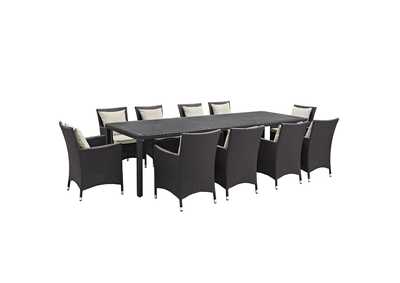 Espresso Beige Convene 11 Piece Outdoor Patio Dining Set