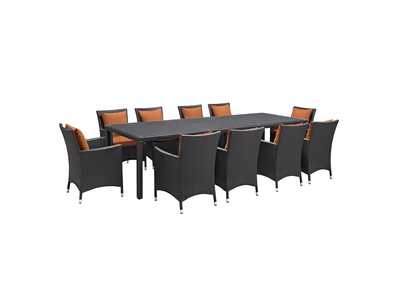 Espresso Orange Convene 11 Piece Outdoor Patio Dining Set