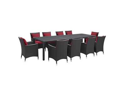 Espresso Red Convene 11 Piece Outdoor Patio Dining Set