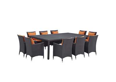 Espresso Orange Convene 11 Piece Outdoor Patio Dining Set