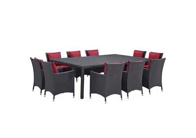 Espresso Red Convene 11 Piece Outdoor Patio Dining Set