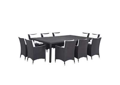 Espresso White Convene 11 Piece Outdoor Patio Dining Set