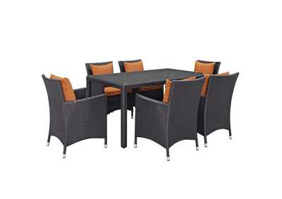 Espresso Orange Convene 7 Piece Outdoor Patio Dining Set