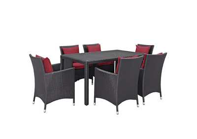 Espresso Red Convene 7 Piece Outdoor Patio Dining Set