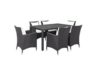 Espresso White Convene 7 Piece Outdoor Patio Dining Set