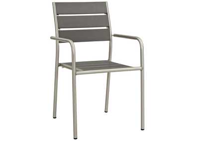 Image for Silver Gray Shore Outdoor Patio Aluminum Dining Rounded Armchair