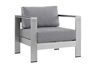 Silver Gray Shore Outdoor Patio Aluminum Armchair