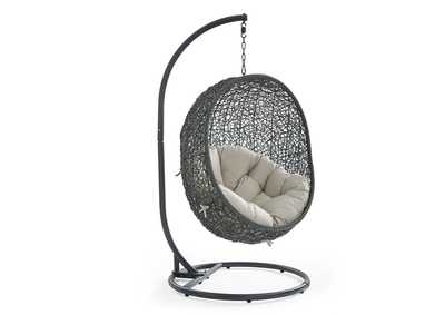 Gray Beige Hide Outdoor Patio Swing Chair With Stand