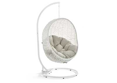 White Beige Hide Outdoor Patio Swing Chair With Stand